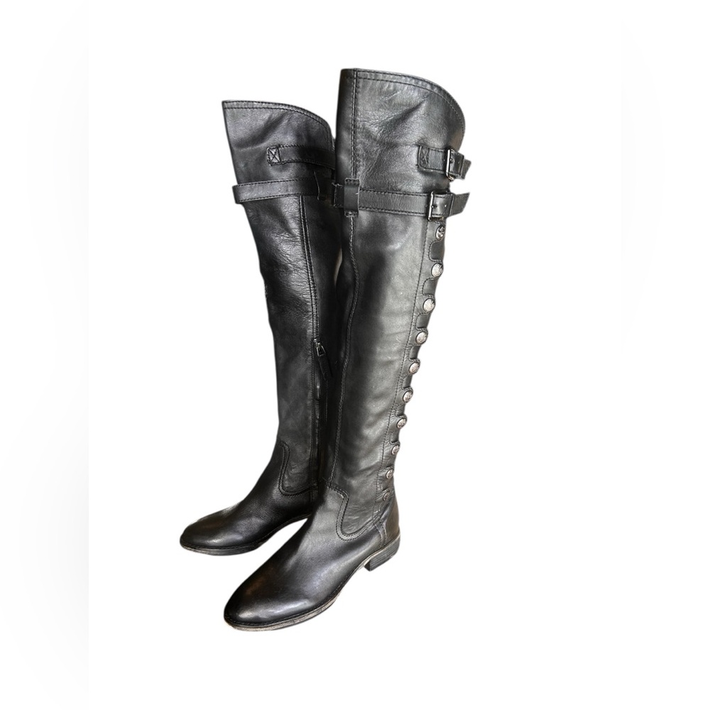 Sam Edelman over the knee black leather tall riding boots western equestrian 6